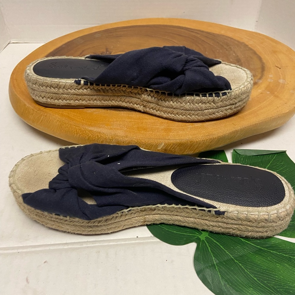 Splendid Burlap Platform Espadrille Slides Sandals - image 2